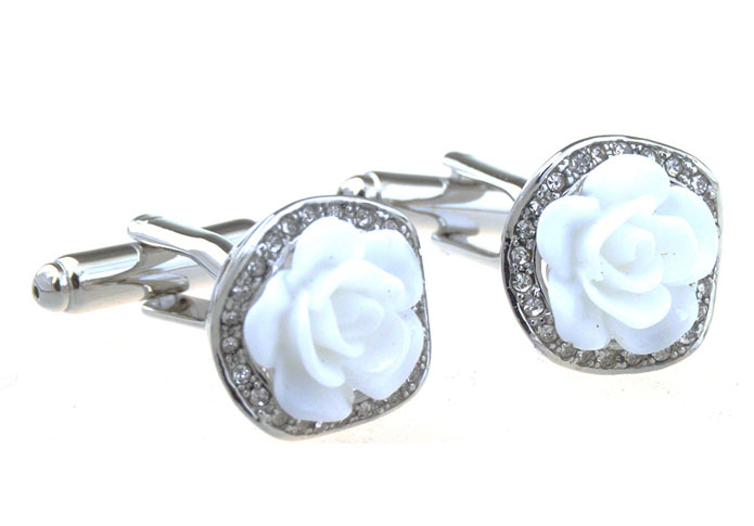 Flower Cufflinks  White Purity Cufflinks Crystal Cufflinks Wedding Wholesale & Customized  CL656822