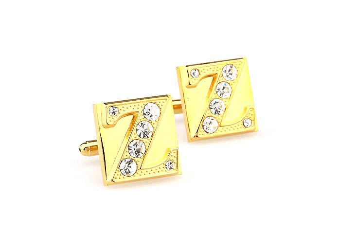 26 Letters Z Cufflinks  Gold Luxury Cufflinks Crystal Cufflinks Symbol Wholesale & Customized  CL666612