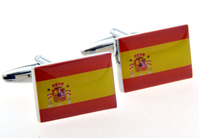 The Spanish flag Cufflinks  Multi Color Fashion Cufflinks Printed Cufflinks Flag Wholesale & Customized  CL654639