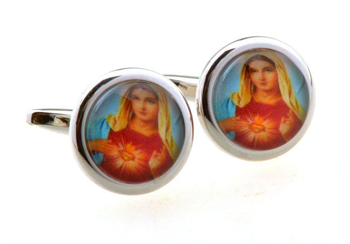 Virgin Mary Cufflinks  Multi Color Fashion Cufflinks Printed Cufflinks Religious and Zen Wholesale & Customized  CL656386