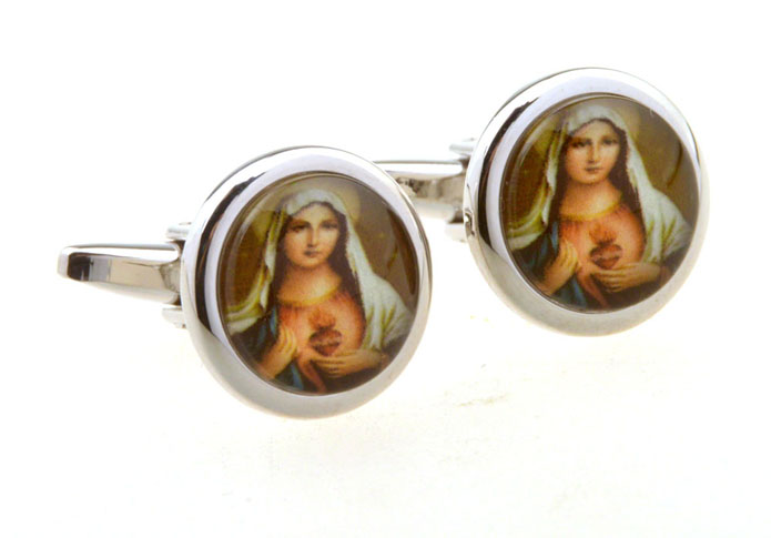 Virgin Mary Cufflinks  Multi Color Fashion Cufflinks Printed Cufflinks Religious and Zen Wholesale & Customized  CL656387