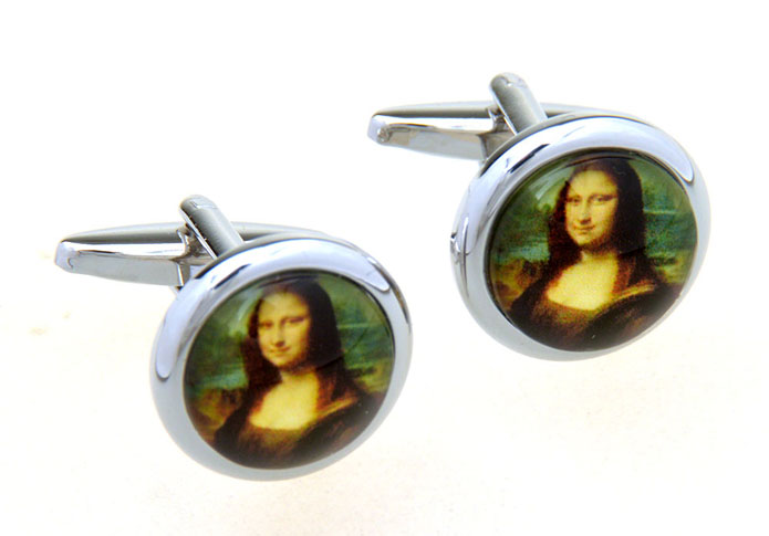 Mona Lisa'S Smile Cufflinks  Multi Color Fashion Cufflinks Printed Cufflinks Hipster Wear Wholesale & Customized  CL656887