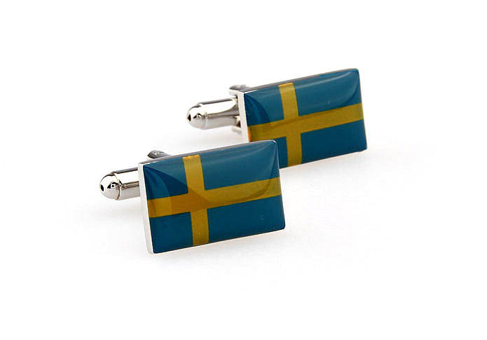 Flag of the Kingdom of Sweden Cufflinks  Multi Color Fashion Cufflinks Printed Cufflinks Flag Wholesale & Customized  CL662328