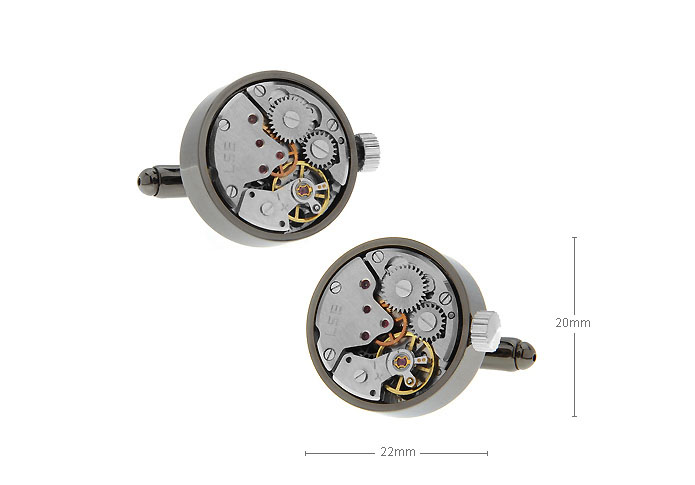 Steampunk with the smallest vintage watch movements Cufflinks  Gray Steady Cufflinks Onyx Cufflinks Tools Wholesale & Customized  CL610835