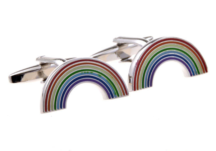 Rainbow Cufflinks  Multi Color Fashion Cufflinks Paint Cufflinks Funny Wholesale & Customized  CL655697