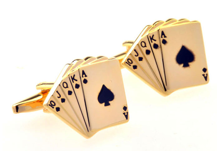 Playing Cards Cufflinks  Black Classic Cufflinks Paint Cufflinks Gambling Wholesale & Customized  CL656006