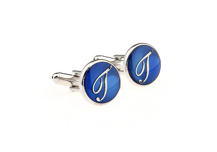 26 Letters J Cufflinks  Blue Elegant Cufflinks Paint Cufflinks Symbol Wholesale & Customized  CL663784