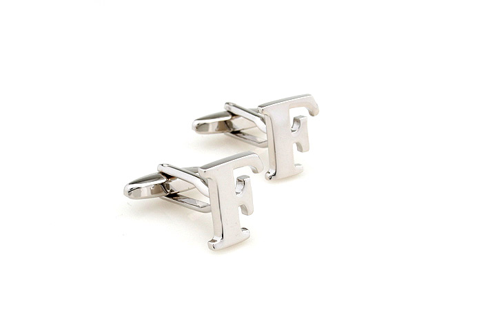 26 Letters F Cufflinks  Silver Texture Cufflinks Metal Cufflinks Symbol Wholesale & Customized  CL652993