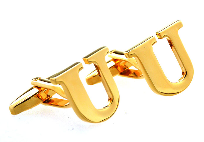 26 Letter U Cufflinks  Gold Luxury Cufflinks Metal Cufflinks Symbol Wholesale & Customized  CL656928