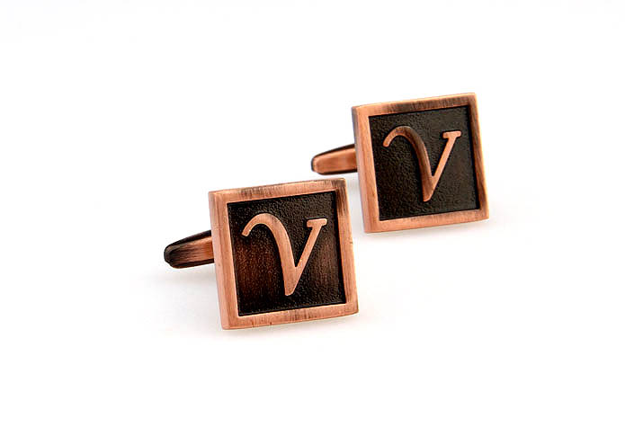 26 Letters V Cufflinks  Bronzed Classic Cufflinks Metal Cufflinks Symbol Wholesale & Customized  CL667949