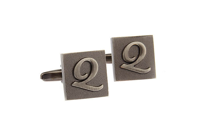 26 Letters Q Cufflinks  Gray Steady Cufflinks Metal Cufflinks Symbol Wholesale & Customized  CL668233