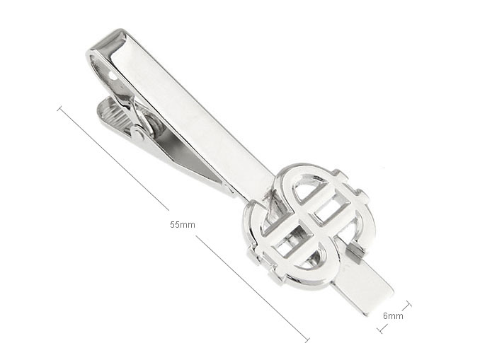 The Dollar Sign $ Tie Clips  Silver Texture Tie Clips Metal Tie Clips Symbol Wholesale & Customized  CL870810