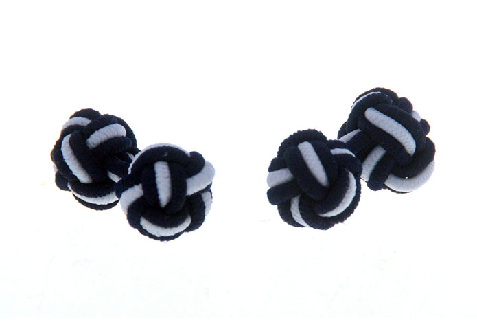Navy White Cufflinks Silk Cufflinks Knot Wholesale & Customized  CL656843
