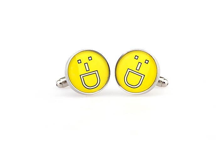 Smiley Cufflinks  Yellow Lively Cufflinks Printed Cufflinks Recreation Wholesale & Customized  CL630750