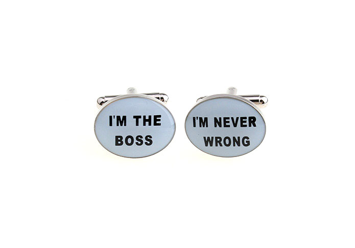I'M THE BOSS & I'M NEVER WRONG Cufflinks  Multi Color Fashion Cufflinks Printed Cufflinks Occupational Wholesale & Customized  CL670889