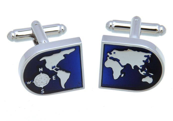 Map Cufflinks  Blue Elegant Cufflinks Paint Cufflinks Functional Wholesale & Customized  CL657185