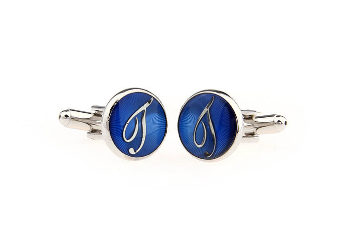 26 Letters J Cufflinks  Blue Elegant Cufflinks Paint Cufflinks Symbol Wholesale & Customized  CL663784