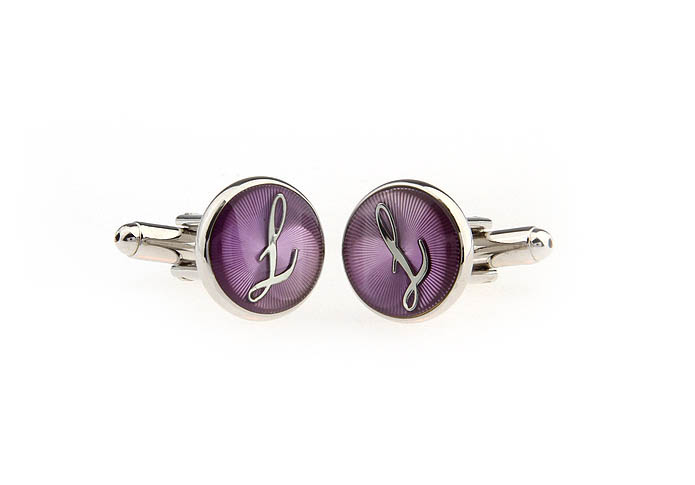 26 Letters J Cufflinks  Purple Romantic Cufflinks Paint Cufflinks Symbol Wholesale & Customized  CL663796