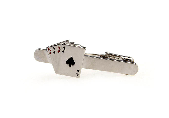 four playing cards A Tie Clips  Multi Color Fashion Tie Clips Paint Tie Clips Gambling Wholesale & Customized  CL850730