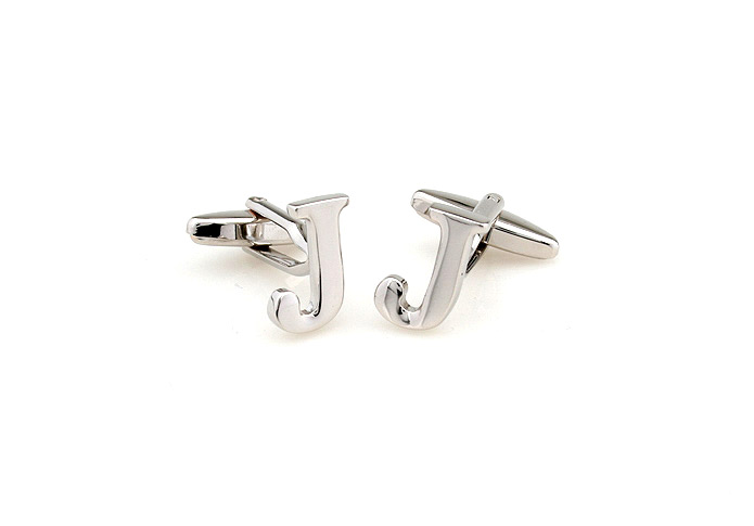 26 Letters J Cufflinks  Silver Texture Cufflinks Metal Cufflinks Symbol Wholesale & Customized  CL652997