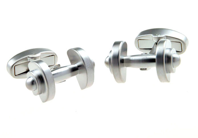 Barbell Cufflinks Silver Texture Cufflinks Metal Cufflinks Sports Wholesale & Customized CL655471