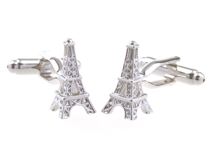 Eiffel Tower Cufflinks  Silver Texture Cufflinks Metal Cufflinks Architecture Wholesale & Customized  CL656275
