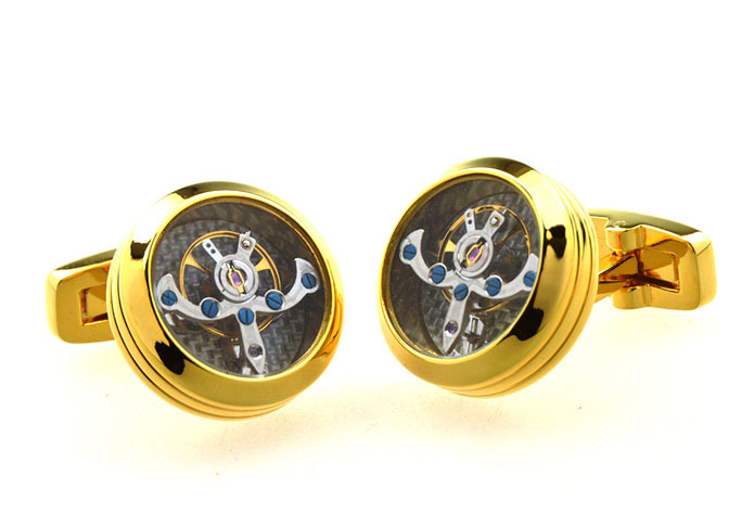 Steampunk Minimal Round Vintage Watch Movement Cufflinks  Gold Luxury Cufflinks Metal Cufflinks Tools Wholesale & Customized  CL656478