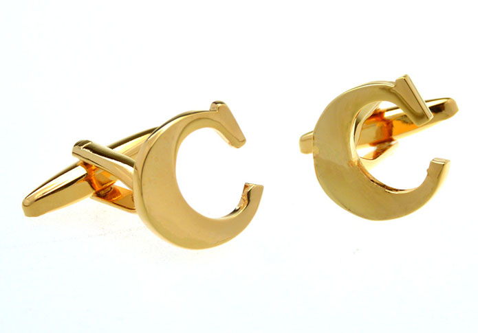 26 Letter C Cufflinks  Gold Luxury Cufflinks Metal Cufflinks Symbol Wholesale & Customized  CL656910
