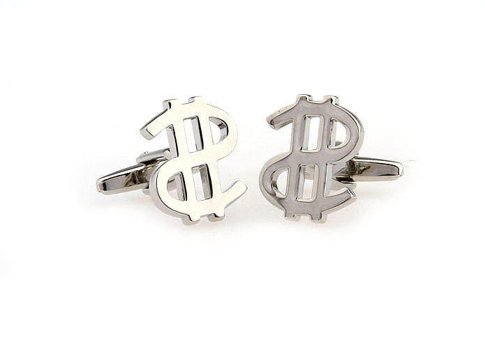 Dollar sign Cufflinks  Silver Texture Cufflinks Metal Cufflinks Symbol Wholesale & Customized  CL667280
