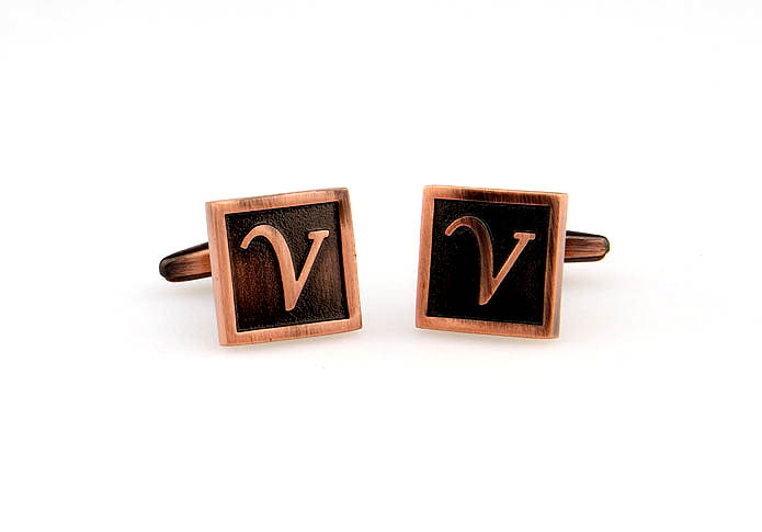 26 Letters V Cufflinks  Bronzed Classic Cufflinks Metal Cufflinks Symbol Wholesale & Customized  CL667949
