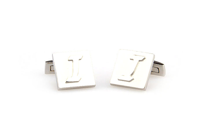 26 Letters I Cufflinks  Silver Texture Cufflinks Metal Cufflinks Symbol Wholesale & Customized  CL667986