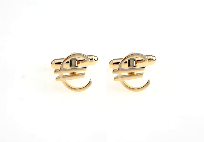 Euro symbol Cufflinks  Gold Luxury Cufflinks Metal Cufflinks Symbol Wholesale & Customized  CL671385
