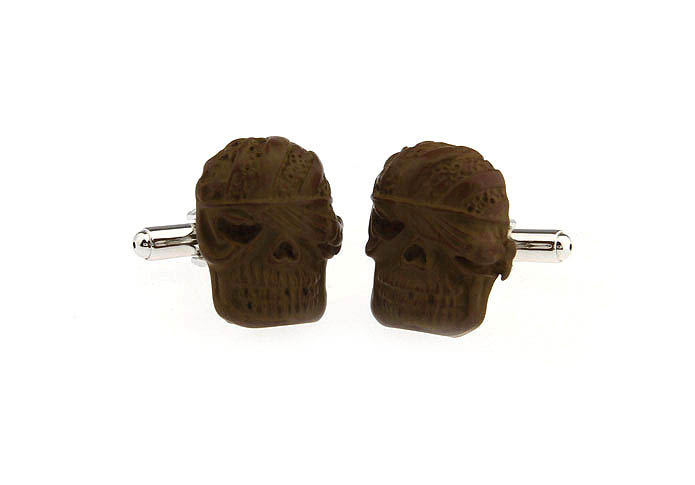 Wood skeleton Cufflinks  Khaki Dressed Cufflinks Woodcarving Cufflinks Skull Wholesale & Customized  CL651941