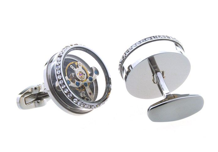 Steampunk Minimal Round Vintage Watch Movement Cufflinks  White Purity Cufflinks Crystal Cufflinks Tools Wholesale & Customized  CL656547