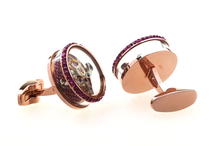 Steampunk Minimal Round Vintage Watch Movement Cufflinks  Purple Romantic Cufflinks Crystal Cufflinks Tools Wholesale & Customized  CL656549