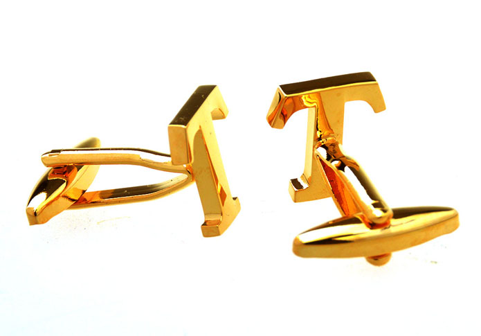 26 Letter T Cufflinks  Gold Luxury Cufflinks Metal Cufflinks Symbol Wholesale & Customized  CL656927