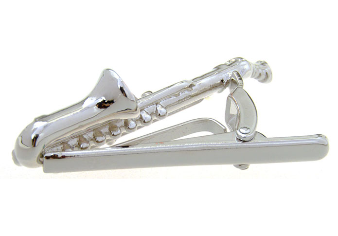 Saxophone Tie Clips  Silver Texture Tie Clips Metal Tie Clips Music Wholesale & Customized  CL851060