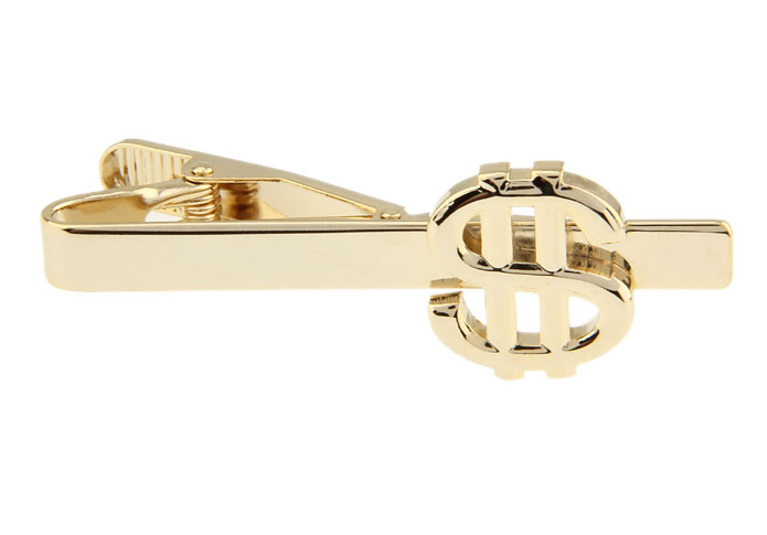 The Dollar Sign $ Tie Clips  Gold Luxury Tie Clips Metal Tie Clips Symbol Wholesale & Customized  CL870814