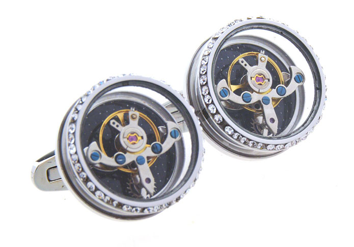 Steampunk Minimal Round Vintage Watch Movement Cufflinks  White Purity Cufflinks Crystal Cufflinks Tools Wholesale & Customized  CL656547