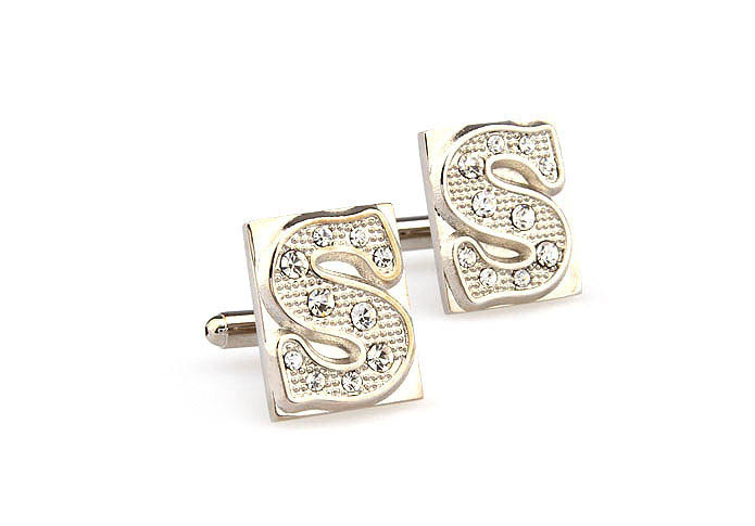 26 Letters S Cufflinks  White Purity Cufflinks Crystal Cufflinks Symbol Wholesale & Customized  CL666579