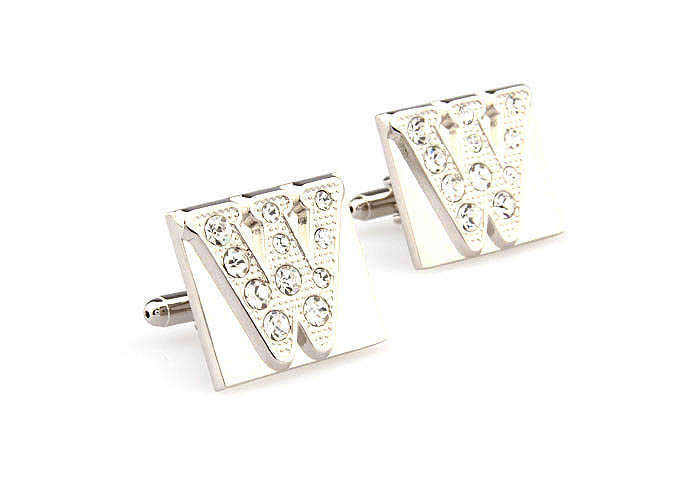 26 Letters W Cufflinks  White Purity Cufflinks Crystal Cufflinks Symbol Wholesale & Customized  CL666583