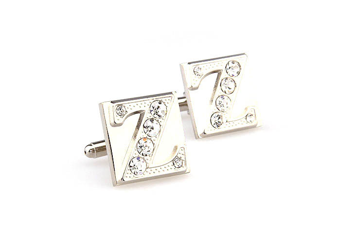 26 Letters Z Cufflinks  White Purity Cufflinks Crystal Cufflinks Symbol Wholesale & Customized  CL666586