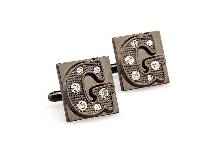 26 Letters G Cufflinks  Gray Steady Cufflinks Crystal Cufflinks Symbol Wholesale & Customized  CL666618