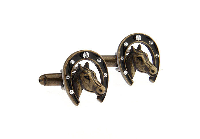 Horsehead shaped Cufflinks  Bronzed Classic Cufflinks Crystal Cufflinks Flags Wholesale & Customized  CL666716