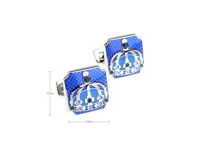 Imperial crown Cufflinks  Blue White Cufflinks Crystal Cufflinks Hipster Wear Wholesale & Customized  CL680994