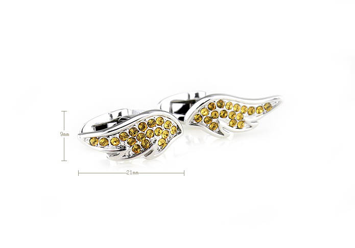 Angel wings Cufflinks  Yellow Lively Cufflinks Crystal Cufflinks Funny Wholesale & Customized  CL681065