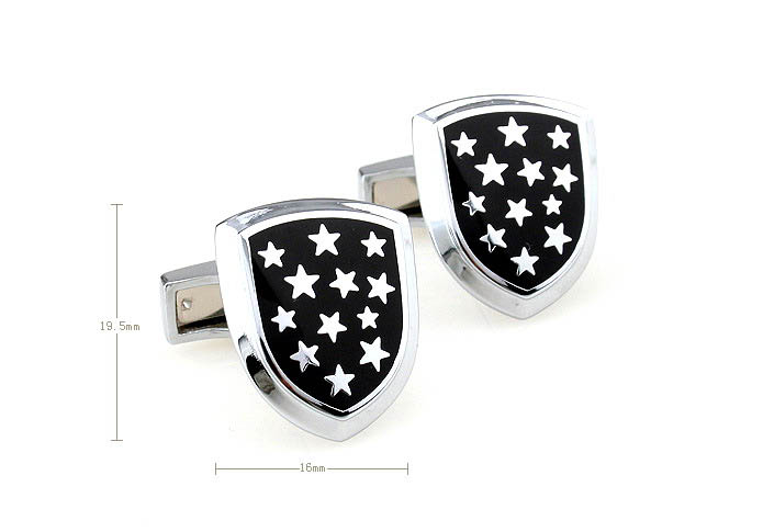 Five Star Shield Cufflinks  Black Classic Cufflinks Enamel Cufflinks Wholesale & Customized  CL640889