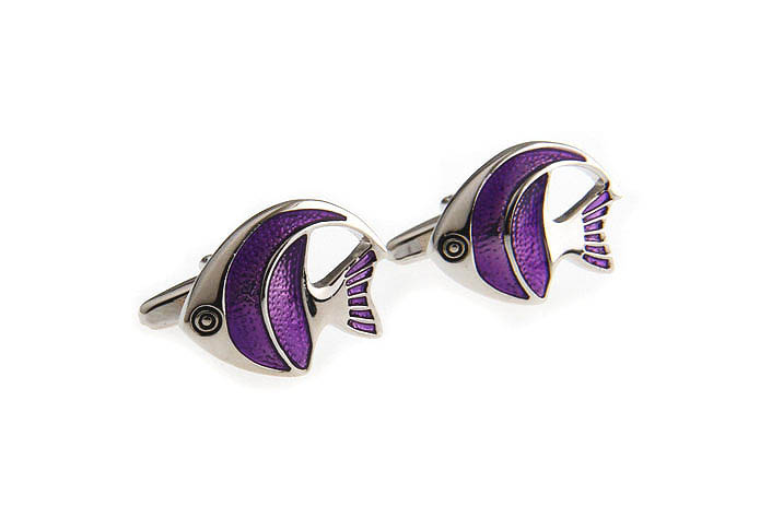 Fish Cufflinks  Purple Romantic Cufflinks Enamel Cufflinks Animal Wholesale & Customized  CL640906