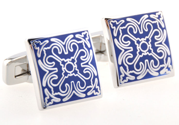 Greek pattern Cufflinks  Blue Elegant Cufflinks Enamel Cufflinks Wholesale & Customized  CL654173
