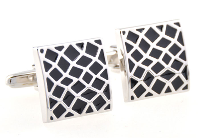Grid Cufflinks  Black Classic Cufflinks Enamel Cufflinks Funny Wholesale & Customized  CL654611